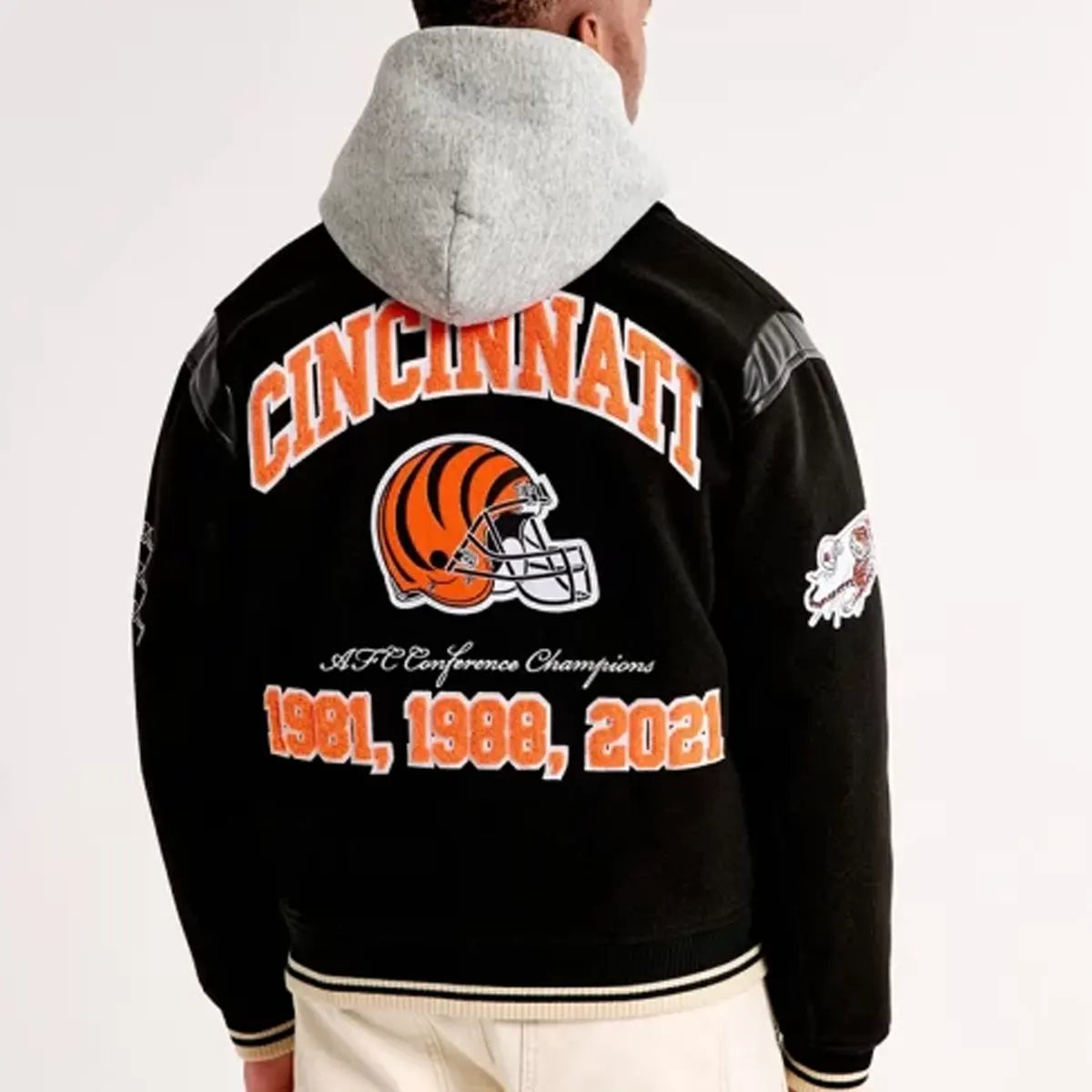 Abercrombie2024CincinnatiBengalsVarsityBomberJacket