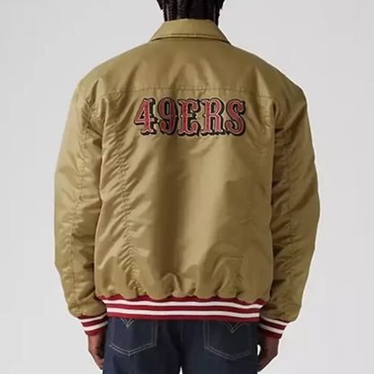 BaseballTeamSanFrancisco49ersLevisxStarterGoldenSatinJacket