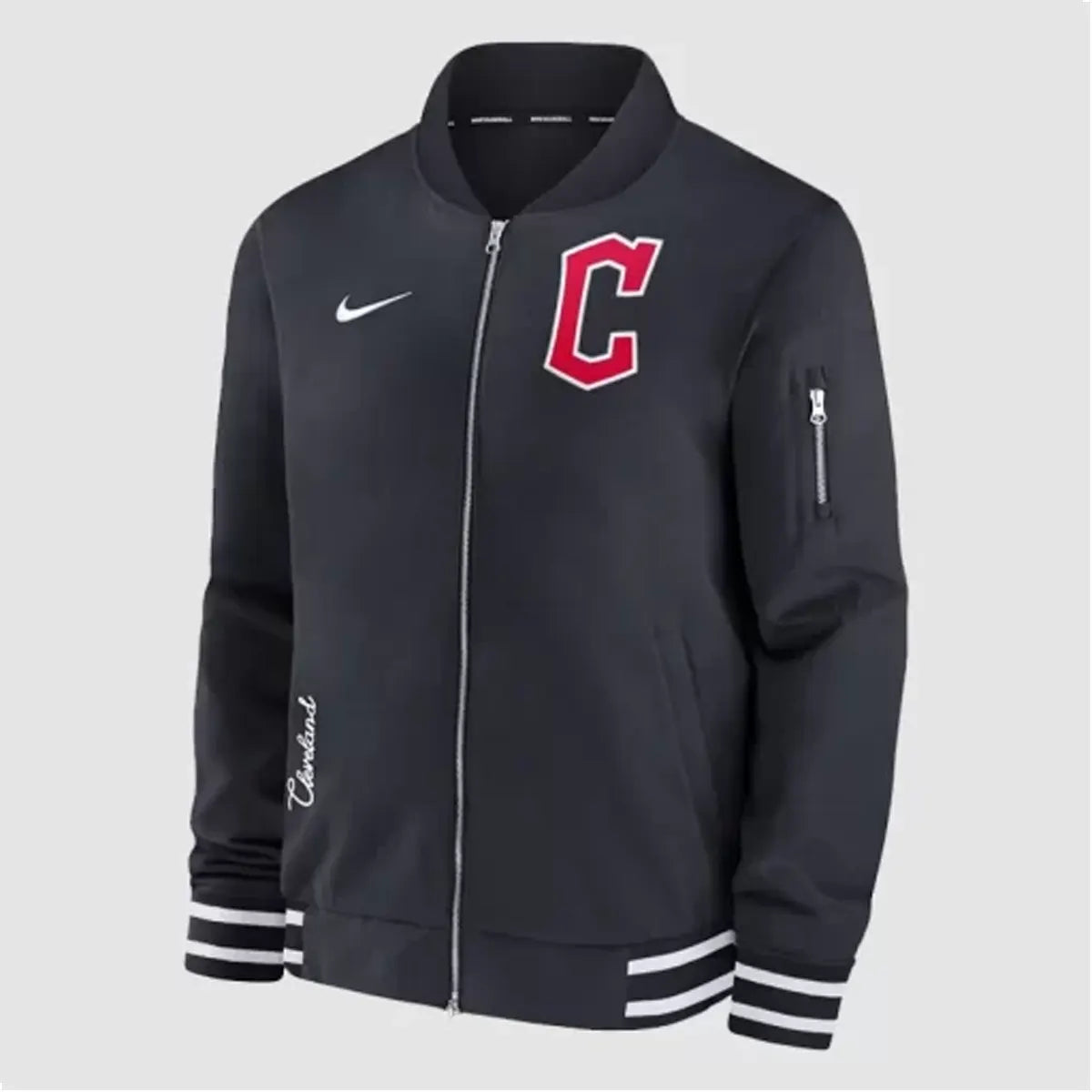 MLB Cleveland Guardians Baseball Team Black Bomber Jacket