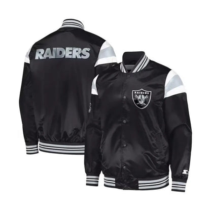 Las Vegas Raiders Black Satin Varsity Jacket