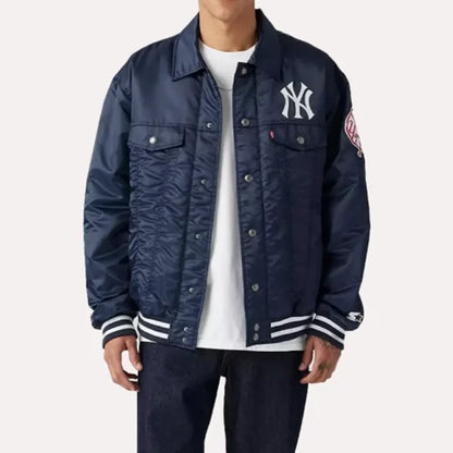 NewYorkYankeesBaseballTeamLevisxStarterSatinNavyBlueJacket