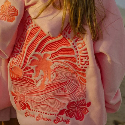 Pink Palm Puff Pink Hoodie