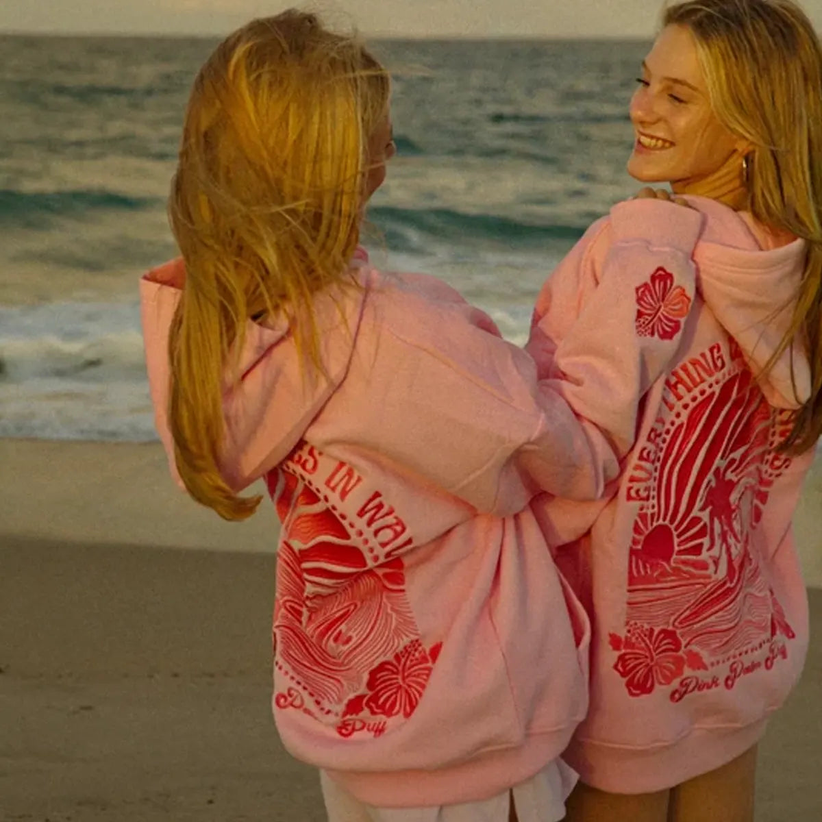 Pink Palm Puff Pink Pullover Hoodie