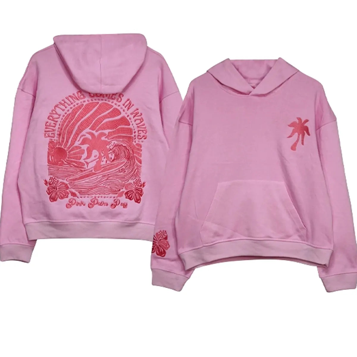 Pink Palm Puff Pullover Hoodie