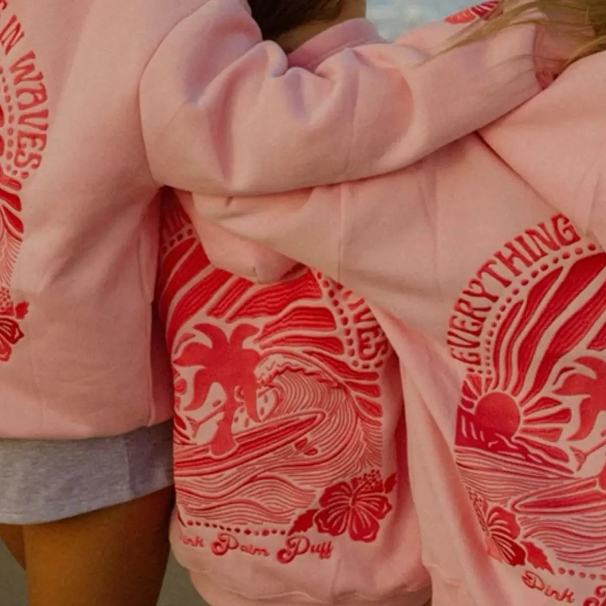 Pink Palm Puff Pullover Pink Hoodie