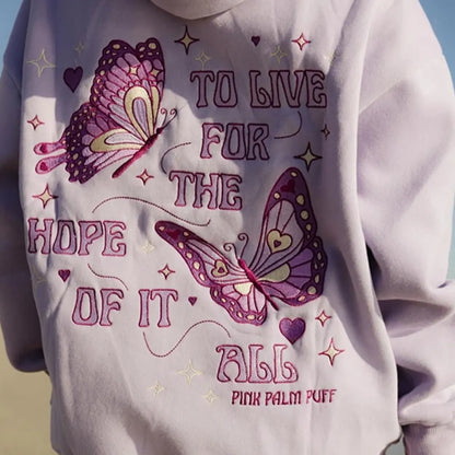 Pink Palm Puff Pullover Purple Hoodie