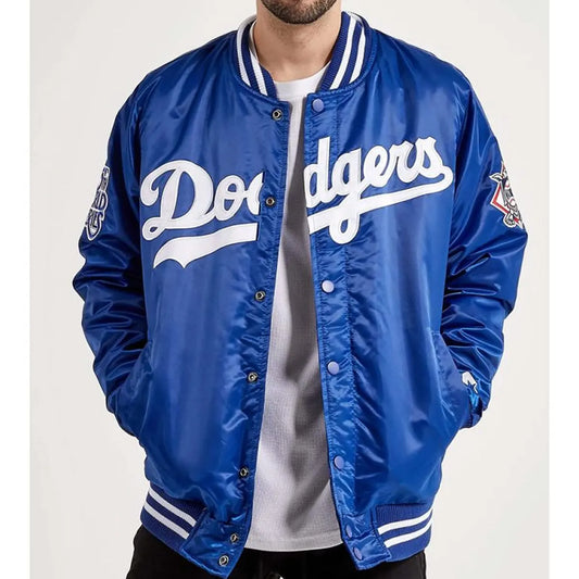 National Los Angeles Starter Blue Satin Dodgers Jacket