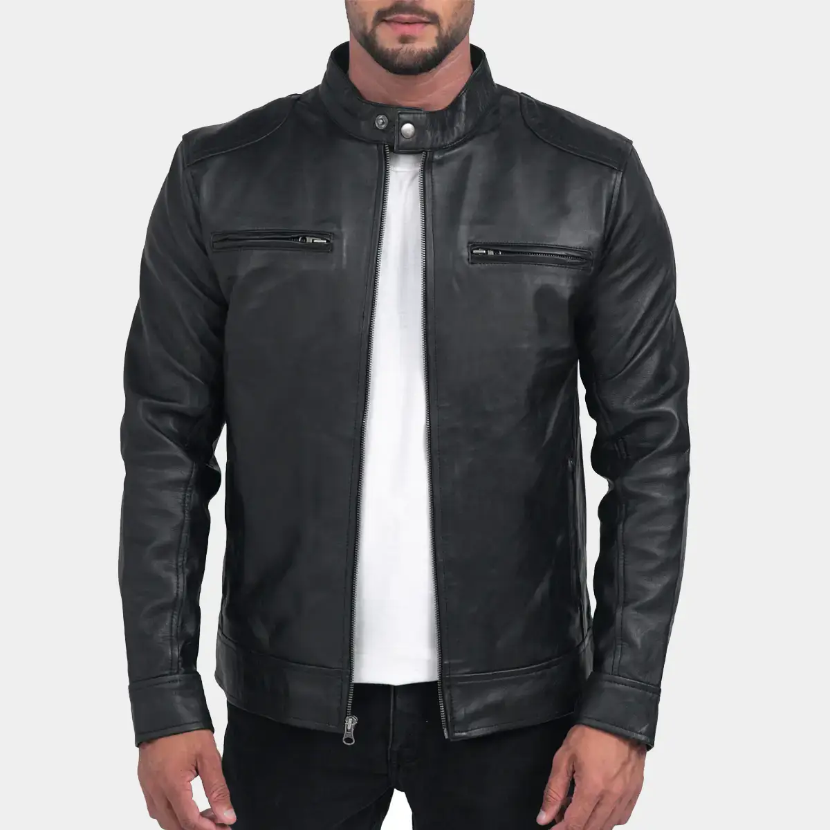 Black Leather Biker jacket Men – Dodge