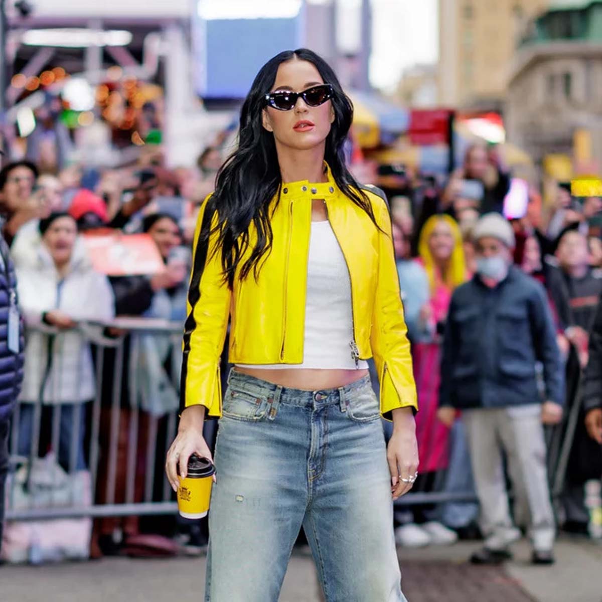 Katy Perry Yellow Biker Bomber Jacket