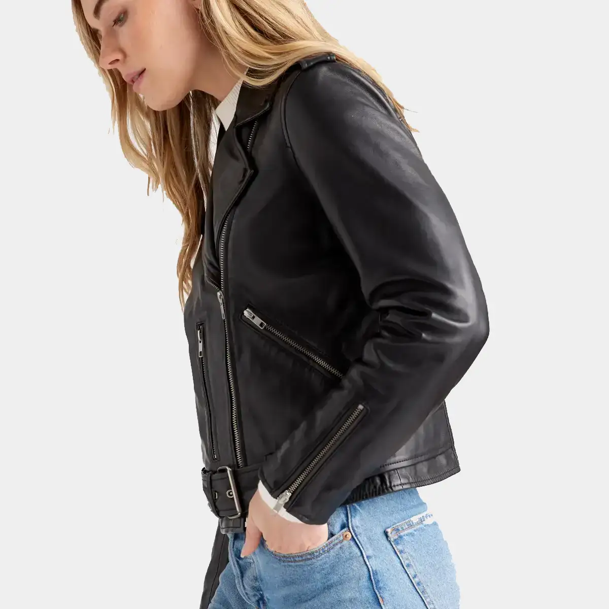 Biker leather jacket for women