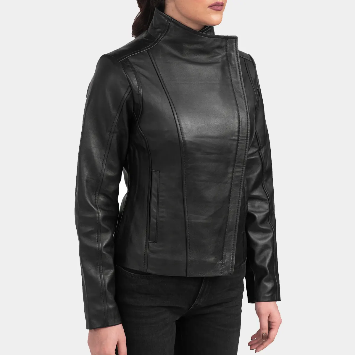 Black leather jacket for women