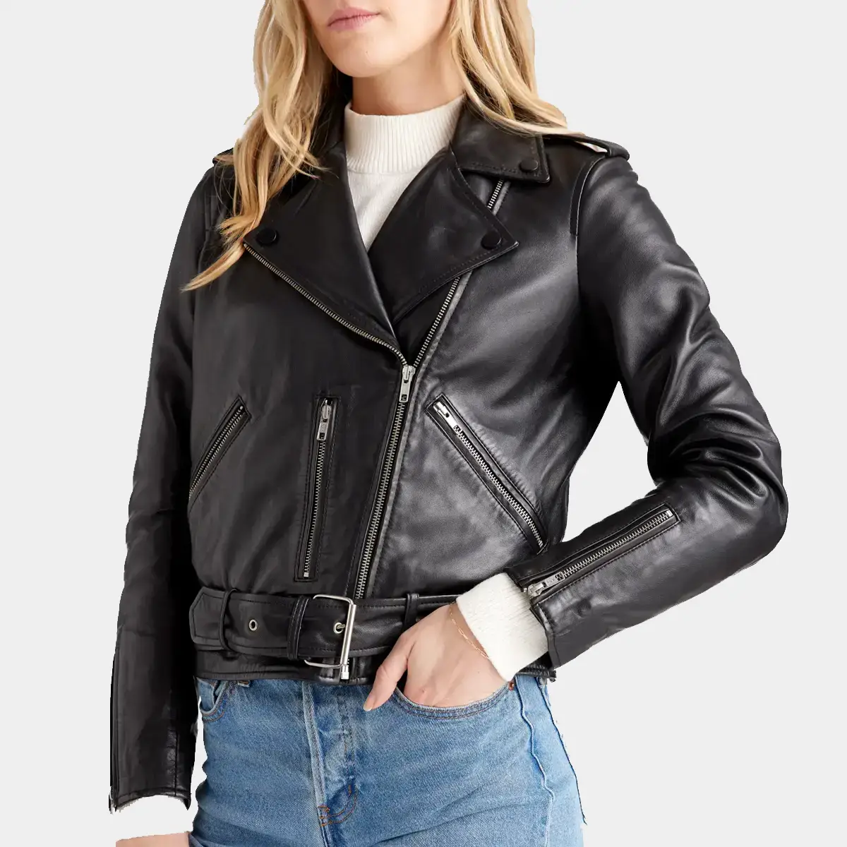 Black leather jackets women