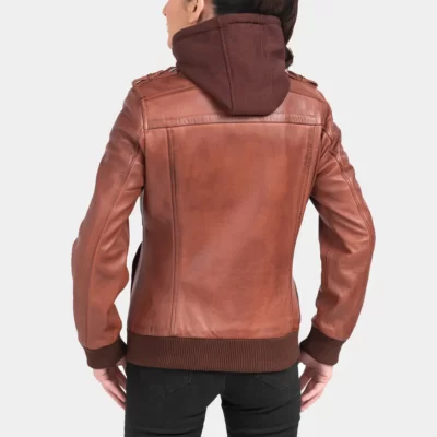 Leather jacekt for women with hood