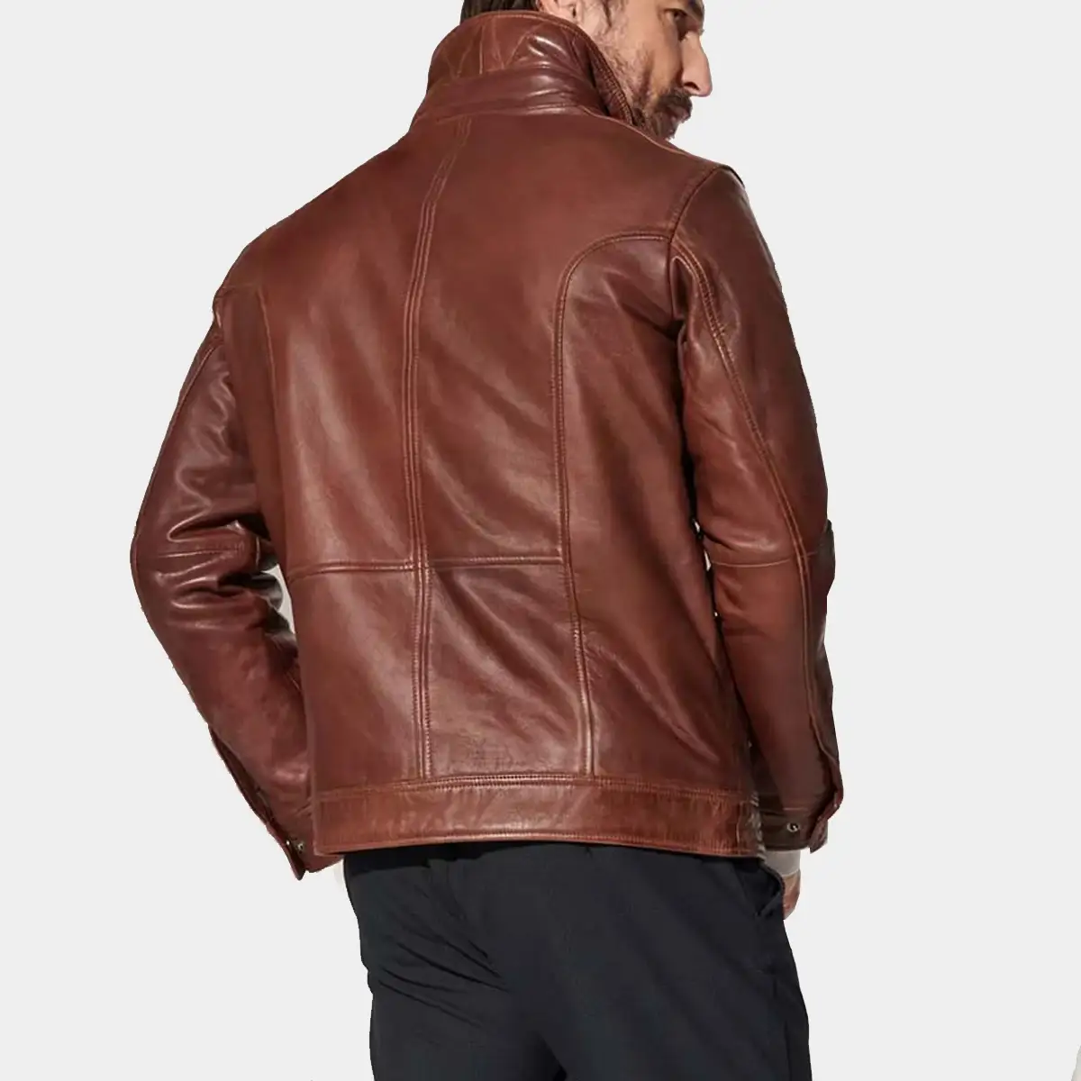 Mens leather jacket brown