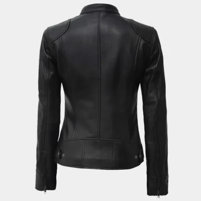 Women Leather Cafe Racer Jacket