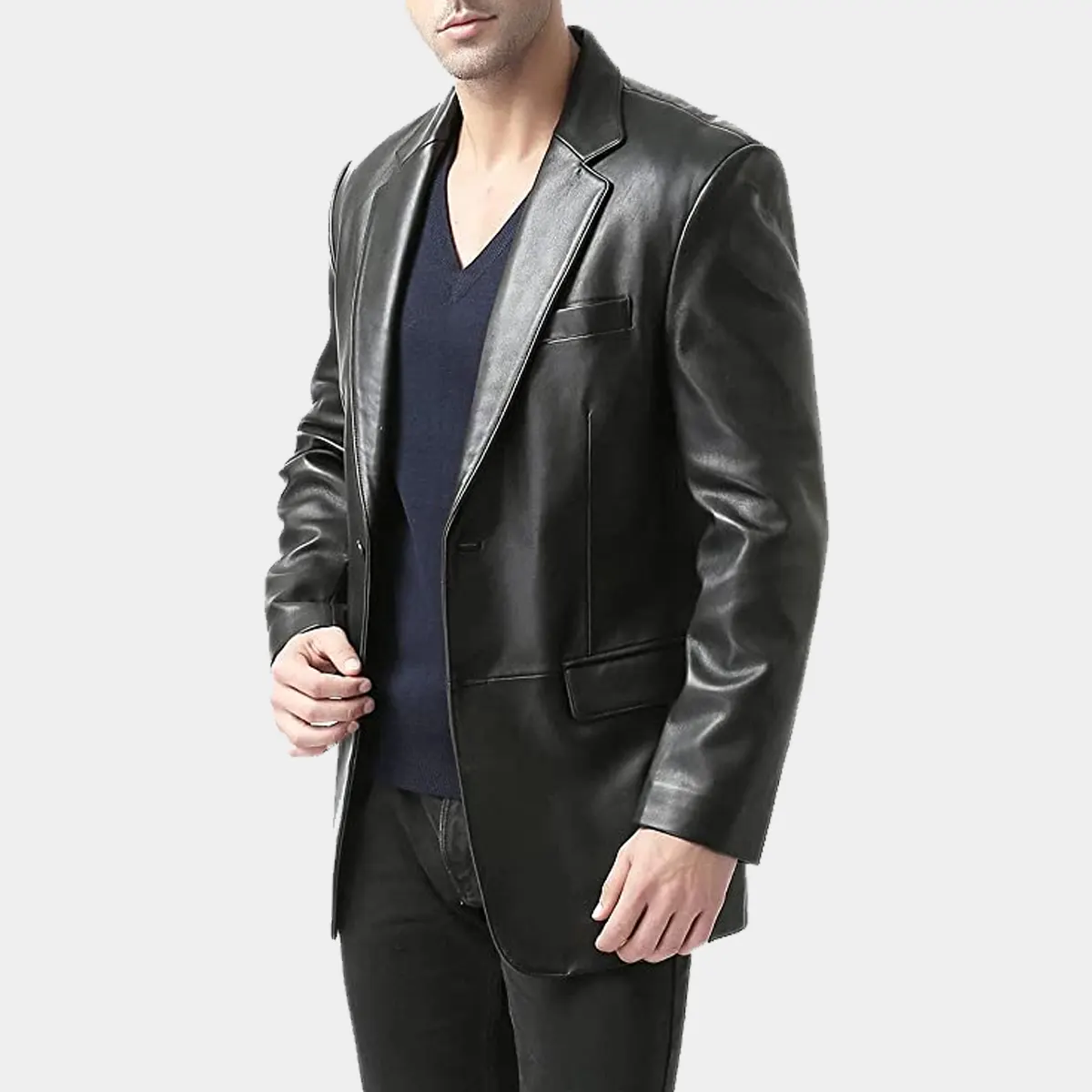 Lambskin leather blazer for men