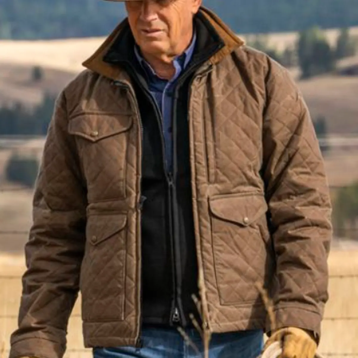 Yellowstone Josh Lucas Quilted Brown John Dutton Cotton Jacket