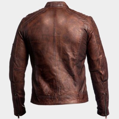 Brown Motercycle Cafe Racer Jacket Realleathersjacket
