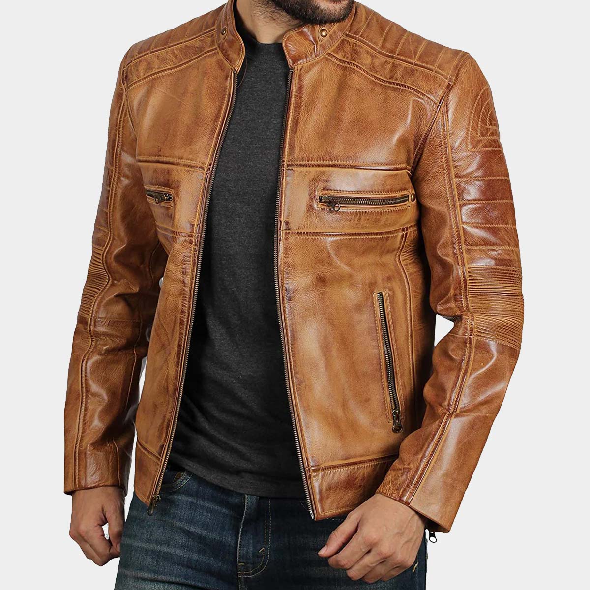 Cafe Racer Leather Jacket – Men