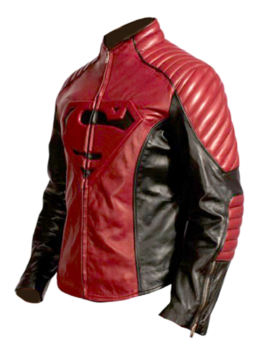 Superman-Red-and-Black-Leather-Jacket-Side