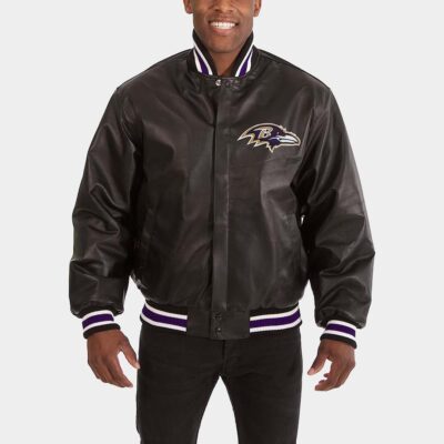Men's Black Baltimore Ravens Leather Full-Snap Jacket