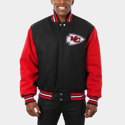 Men's Kansas City Chiefs Black/Red Big & Tall Wool Full-Snap Jacket