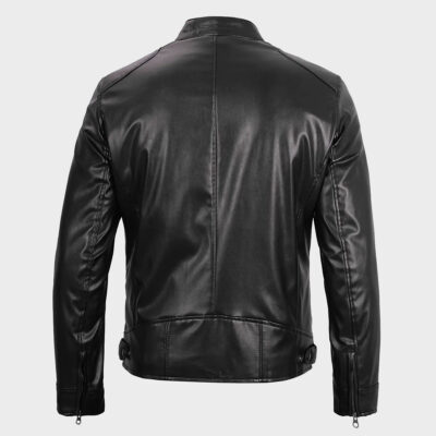 Men black Vegan leather Jacket