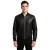 Men's Black Leather Bomber Jacket