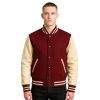 Men's Maroon and Cream Varsity Letterman Jacket