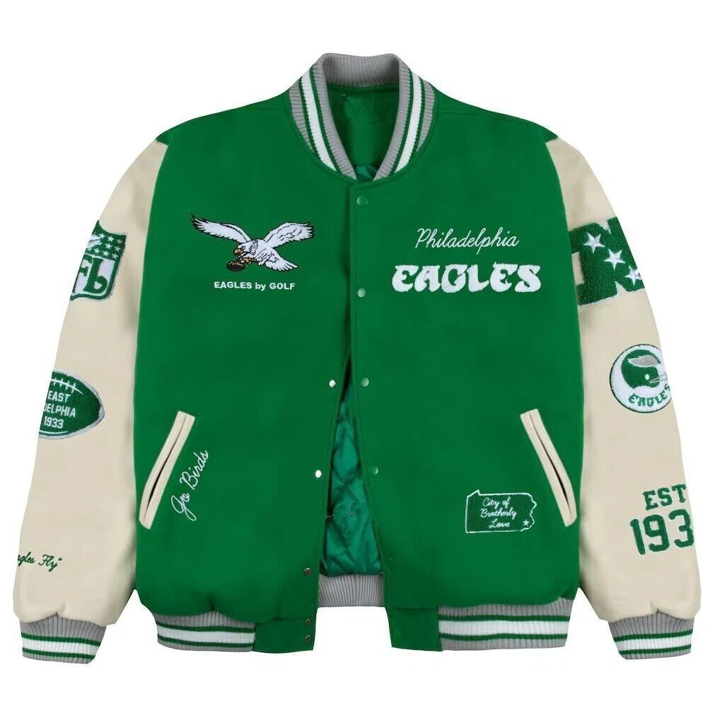 Philadelphia Eagles Go Birds Golf Wang Kelly Green Varsity Jacket