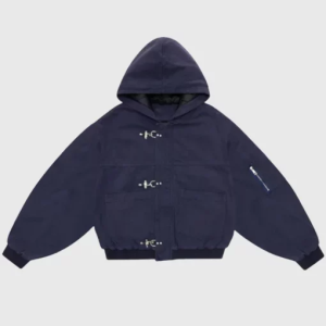 Shinzo Shige Navy Canvas Clasp Bomber Jacket