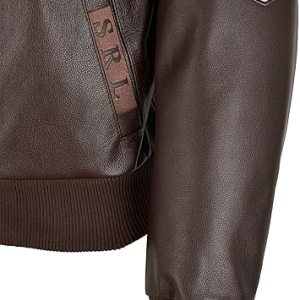 Men’s Airforce Patch Leather Brown Bomber Jacket