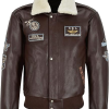 Men’s Airforce Patch Leather Brown Bomber Jacket