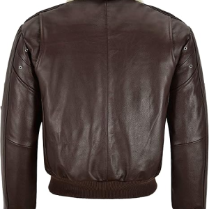 Men’s Airforce Patch Leather Brown Bomber Jacket