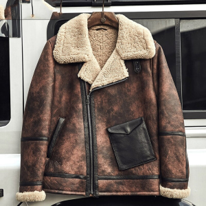 Men's B3 RAF Brown Flying Aviator Leather Shearling Jacket