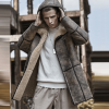 Men’s B7 Hooded Long Aviator Shearling Leather Coat