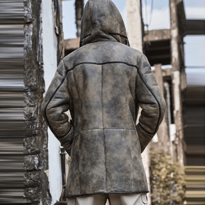 Men’s B7 Hooded Long Aviator Shearling Leather Coat
