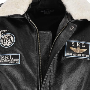 Men’s Airforce Patch Leather Black Bomber Jacket