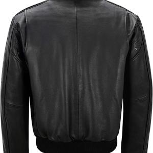 Men’s Airforce Patch Leather Black Bomber Jacket