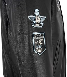 Men’s Airforce Patch Leather Black Bomber Jacket