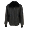 Men’s Black Flight Patch Leather Bomber Jacket