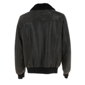 Men’s Black Flight Patch Leather Bomber Jacket