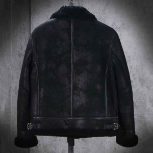 Men’s Distressed Black Shearling Aviator Jacket