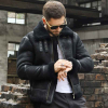 Men’s Distressed Black Shearling Aviator Jacket