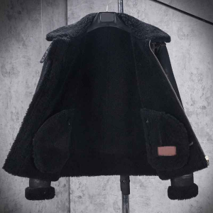 Men’s Distressed Black Shearling Aviator Jacket