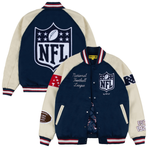 Men’s NFL GOLF WANG Blue Letterman Full-Snap Jacket