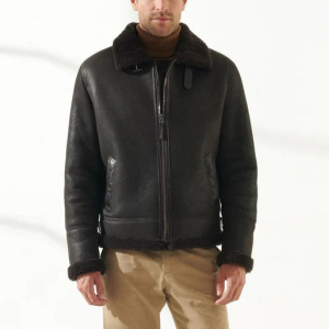 Men’s Black Sheepskin Shearling Aviator Jacket