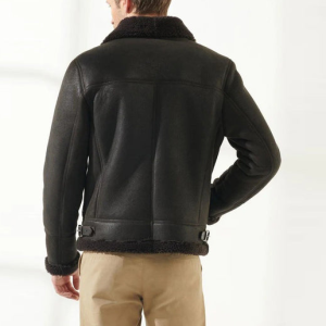 Men’s Black Sheepskin Shearling Aviator Jacket