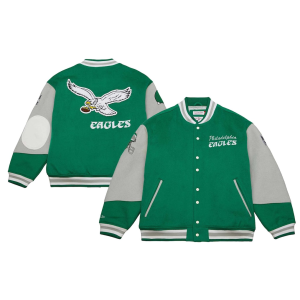 Philadelphia Eagles Kelly Green Varsity Team Full-Snap Jacket