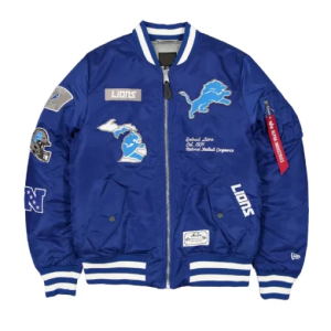 Men's Detroit Lions Blue MA-1 Bomber Jacket